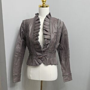Moda International Vintage Grey Ruffled Blazer